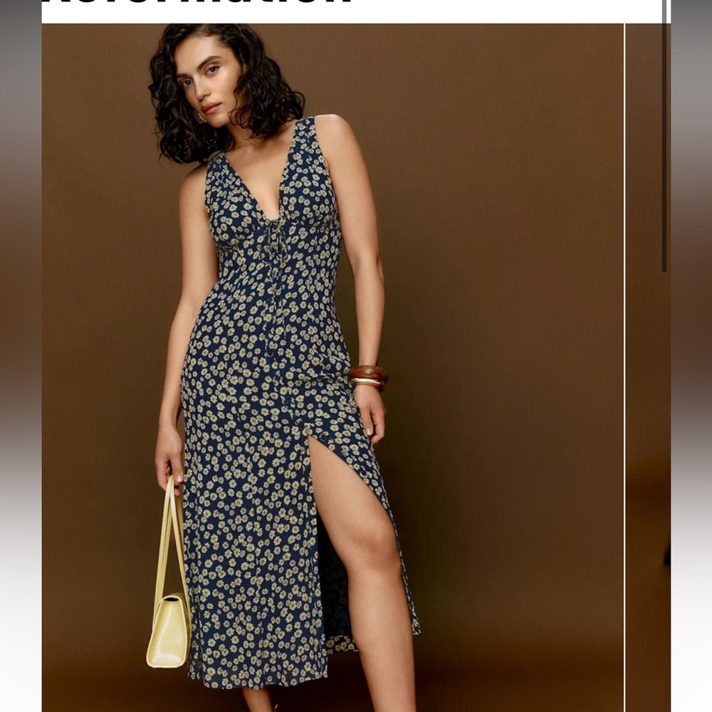 Reformation Ceara Dress Blue - Size 6